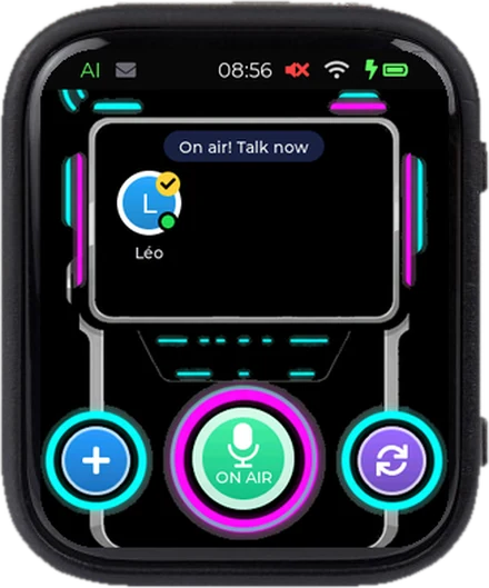 Walkie-talkie on Génie, neon-gadget look for ages 9 to 12: on air, talking to Léo